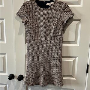Ann Taylor Loft Elegant Black and Tan Patterned Dress Sz 0 Petite